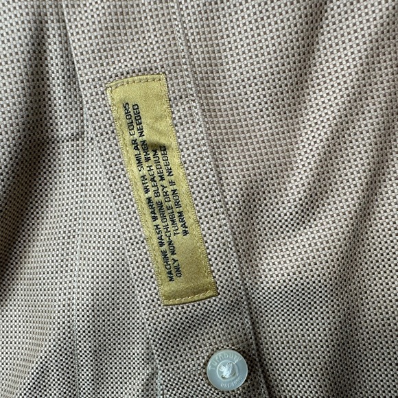 Turnbury Mens XL Tan Non-Iron Cotton Dobby Button Down Shirt Khaki Long Sleeve - Picture 5 of 10